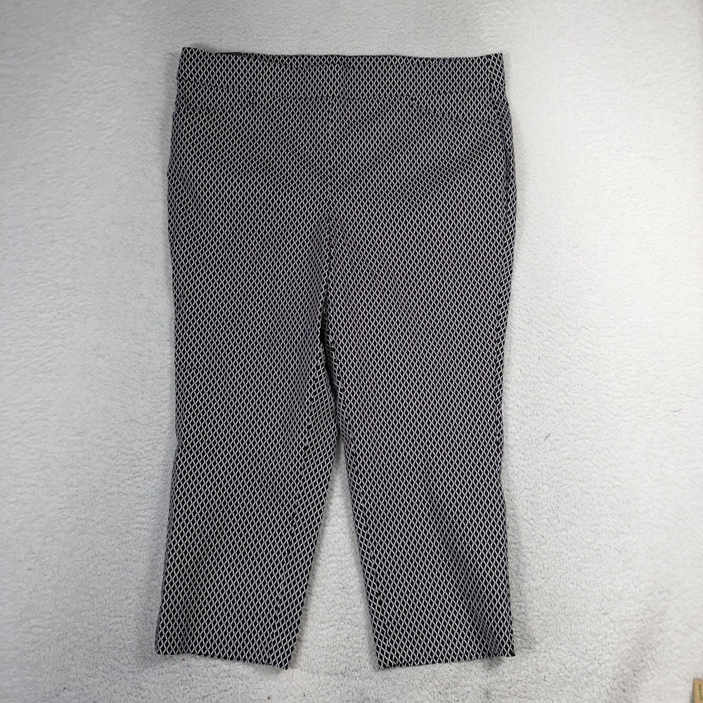Rafaella Comfort Womens Pants 18 (38x22) Black White Pull On Elastic Waist NWT